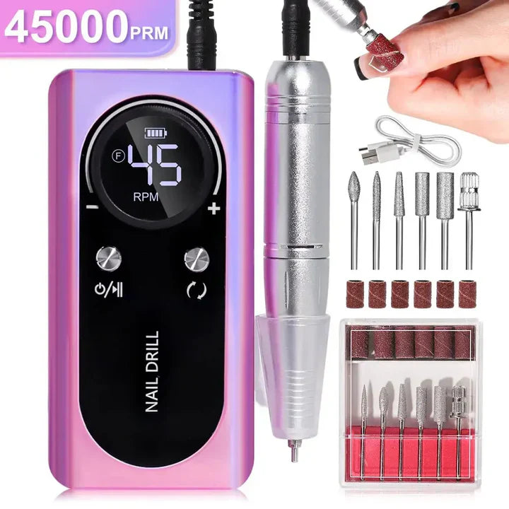 BowLift | High Performance 45000RPM Portable Electric Nail File With Battery | Quiet Design for Professional Manicure