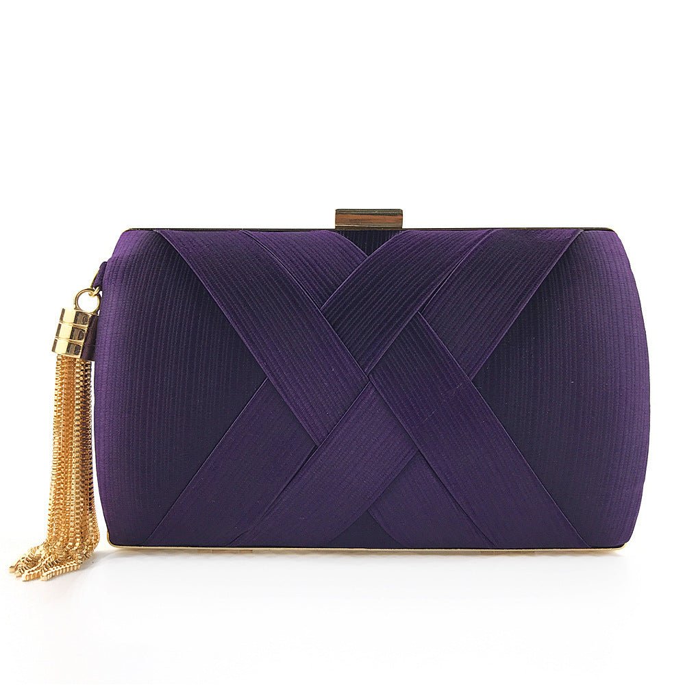 BowLift | Éclessa Luxury Evening Clutch | Satin tassel handbag for classic and modern elegance