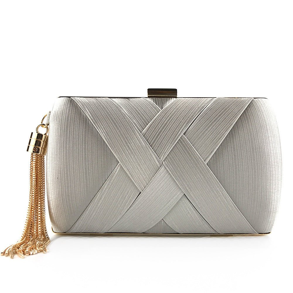 BowLift | Éclessa Luxury Evening Clutch | Satin tassel handbag for classic and modern elegance