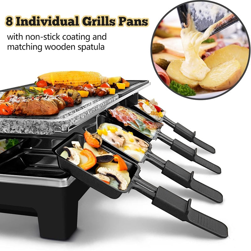 BowLift | Electric Grill with Reversible Non-Stick Plate and Raclette Trays for Indoor Cooking