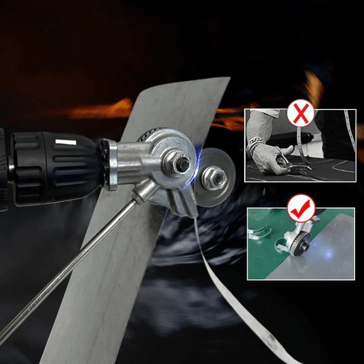 BowLift | GyroCut – Drill Attachment for Safe & Effortless Sheet Metal Cutting