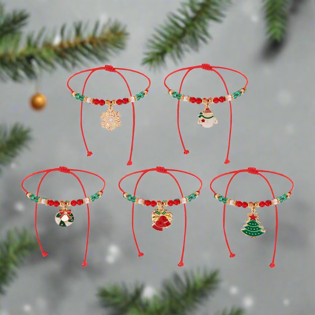 BowLift | Enchanting Christmas Crystal Bracelet – Adjustable Snowflake & Tree Pendant with Sparkling CCB Beads for Festive Elegance