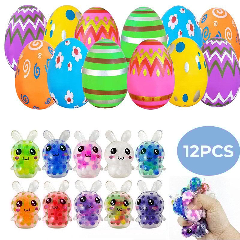 BowLift | 24 Pack Prefilled Easter Eggs with Squeeze Toys