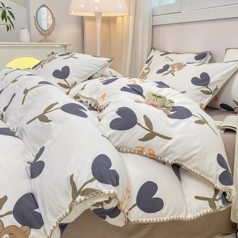 BowLift | Blossom & Berry Dream Bedding Set 4pcs Floral Duvet Cover