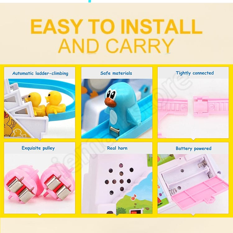 BowLift | Funny Automatic Stair-Climbing Ducklings Cartoon Race Track Set