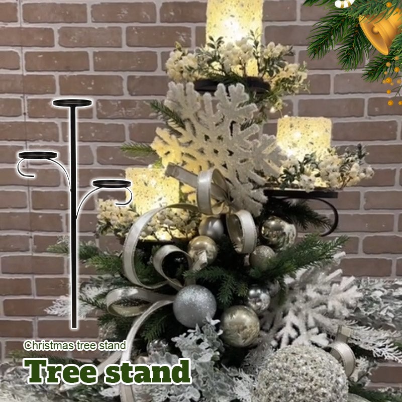 BowLift | Christmas Tree Topper Shelf | Triple-Layer Ornament & Candle Display Stand | 36-Inch Iron