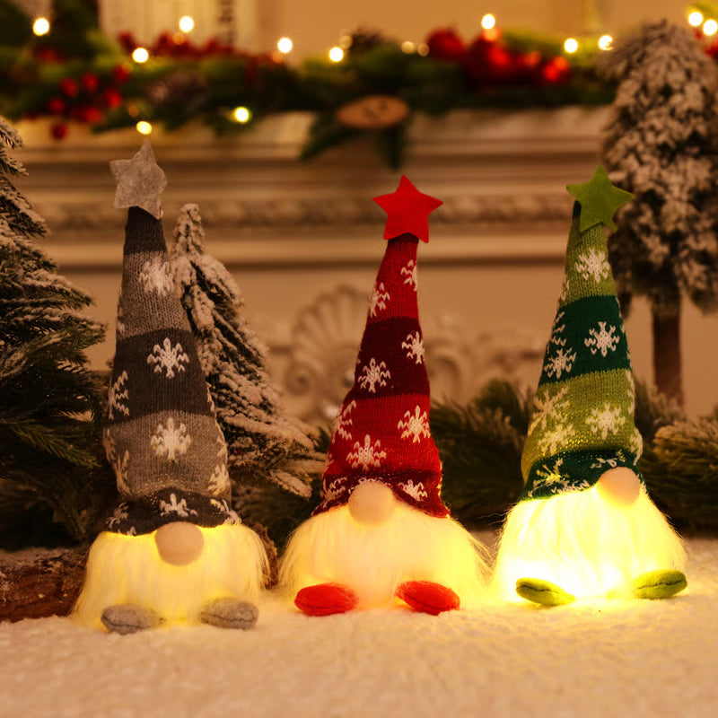 BowLift | Christmas Gnome Decoration | LED Light | Nordic Holiday Figurine Set