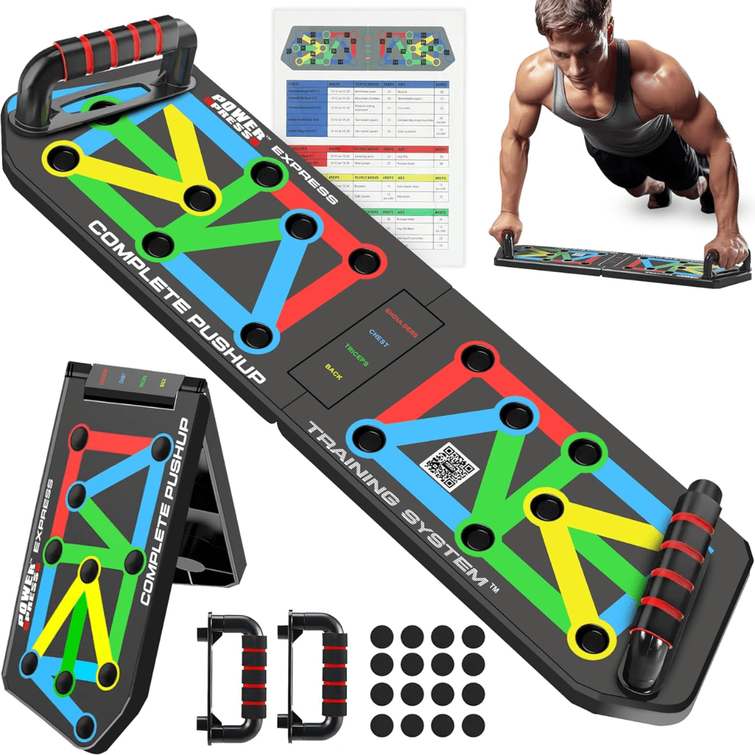 BowLift | Flexifit Foldable Push-Up Training Board – 30+ Color-Coded Positions – Full Body Strength Workout – Chest, Arms, Shoulders Training
