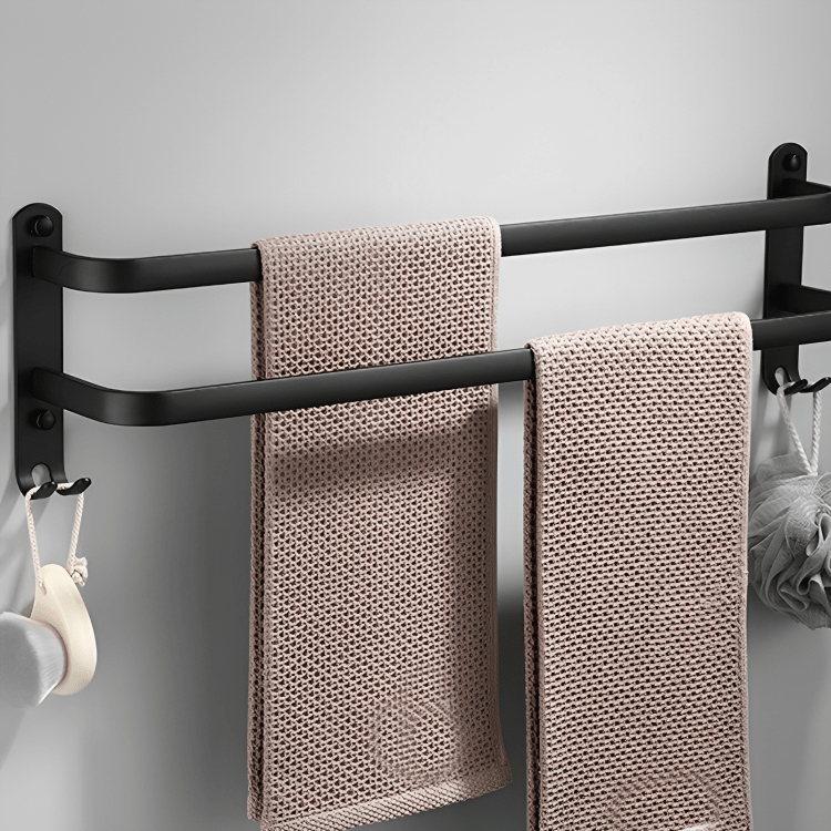 BowLift | FlexRack – Wall-Mounted Aluminum Bathroom Shelf with 3 Crossbars