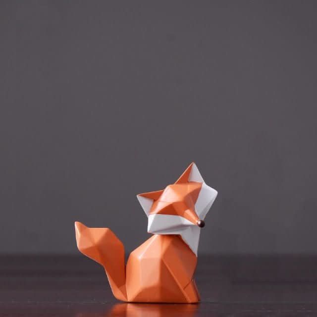 BowLift | Geometric Fox Figurine – Modern Resin Sculpture