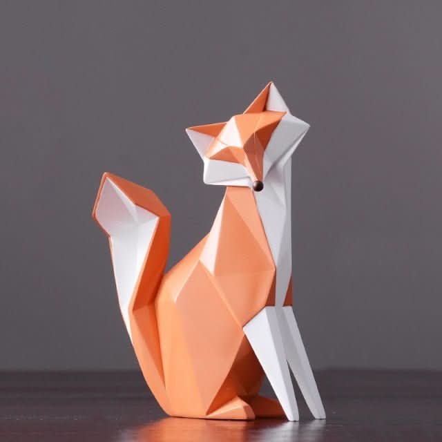 BowLift | Geometric Fox Figurine – Modern Resin Sculpture