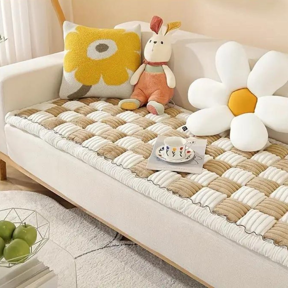Fuzzy Cream • Colored Dog Sofa Cover - Dog Sofa Cover - BowLift