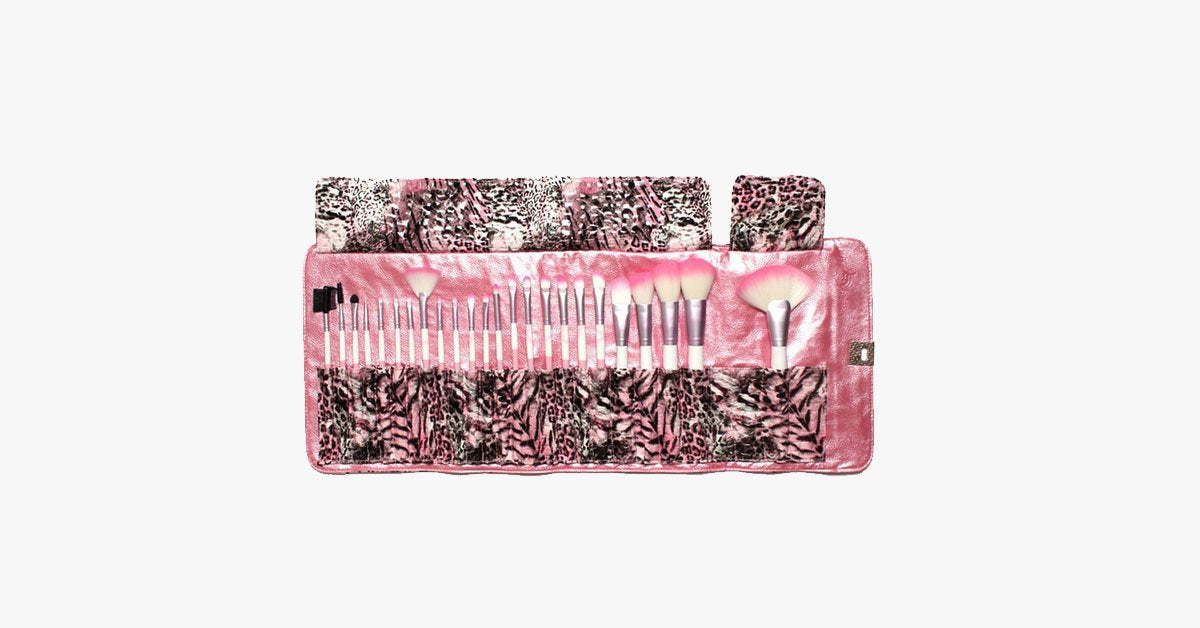 BowLift | 24-piece Pink Leopard Brush Set