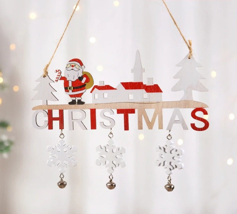 BowLift | Gnome Santa Claus Wooden Hanging Ornament Signage - Set of 5 – Festive Christmas Decoration for Home, Door, and Tree, Perfect for Holiday Cheer
