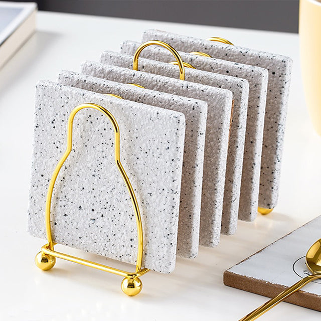 BowLift | Marbled Ceramic Coaster Set with Stand