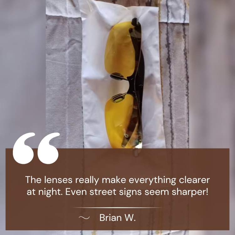 BowLift | Night Driving Glasses | Yellow Lenses to Reduce Glare & Eye Strain for Safer Night Rides