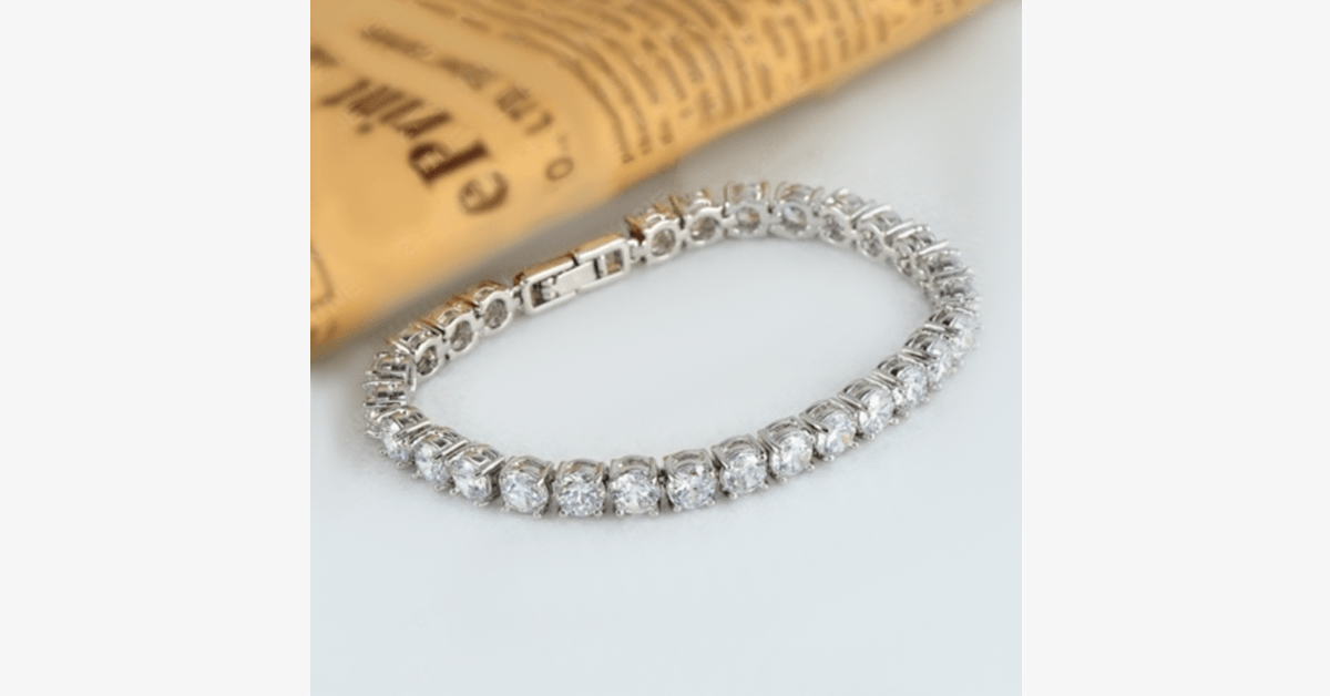 BowLift | Diamond Eternity Bracelet in Silver Color - Round Cut Diamond Zircon Stones - Let You Look Stunning