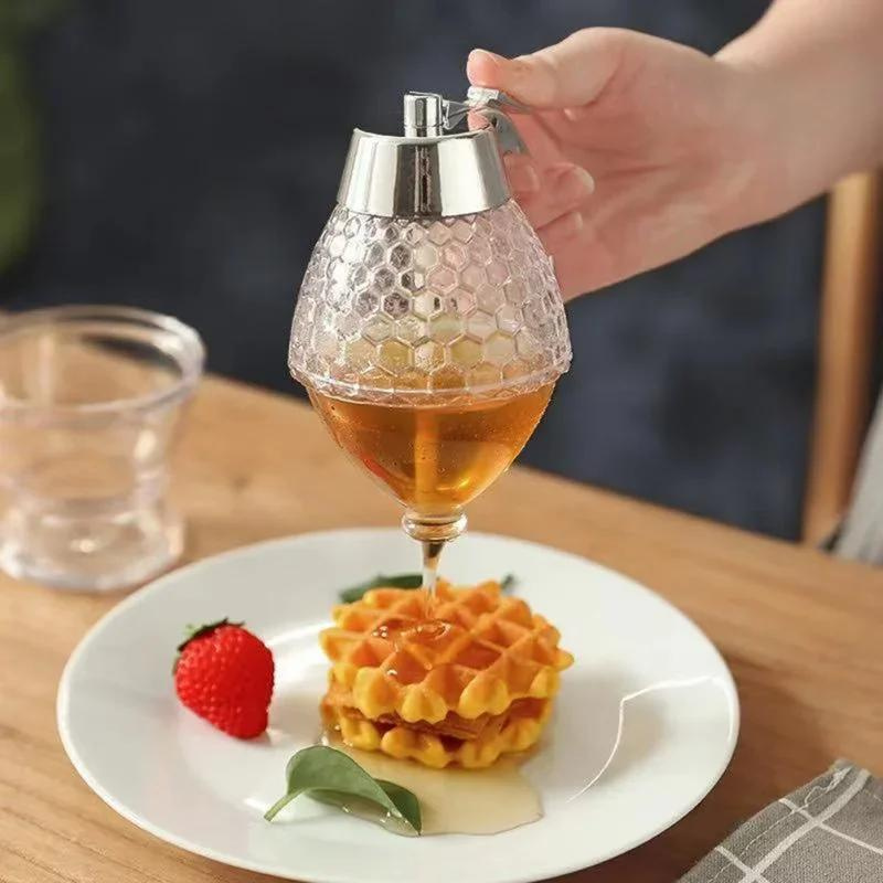 BowLift | Drip Free Honey Dispenser with Honeycomb Design – 200 ml Plastic