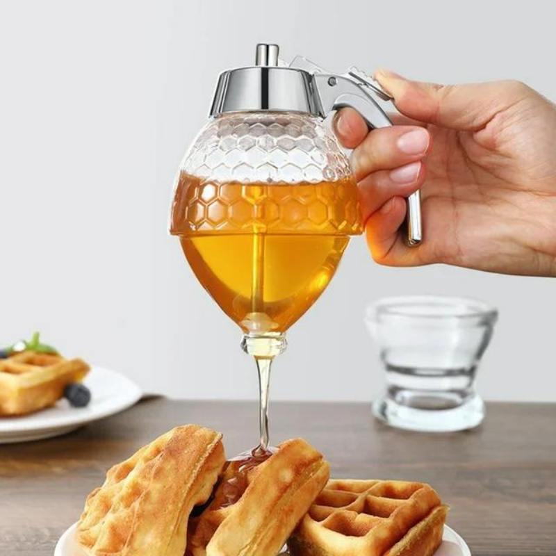 BowLift | Drip Free Honey Dispenser with Honeycomb Design – 200 ml Plastic