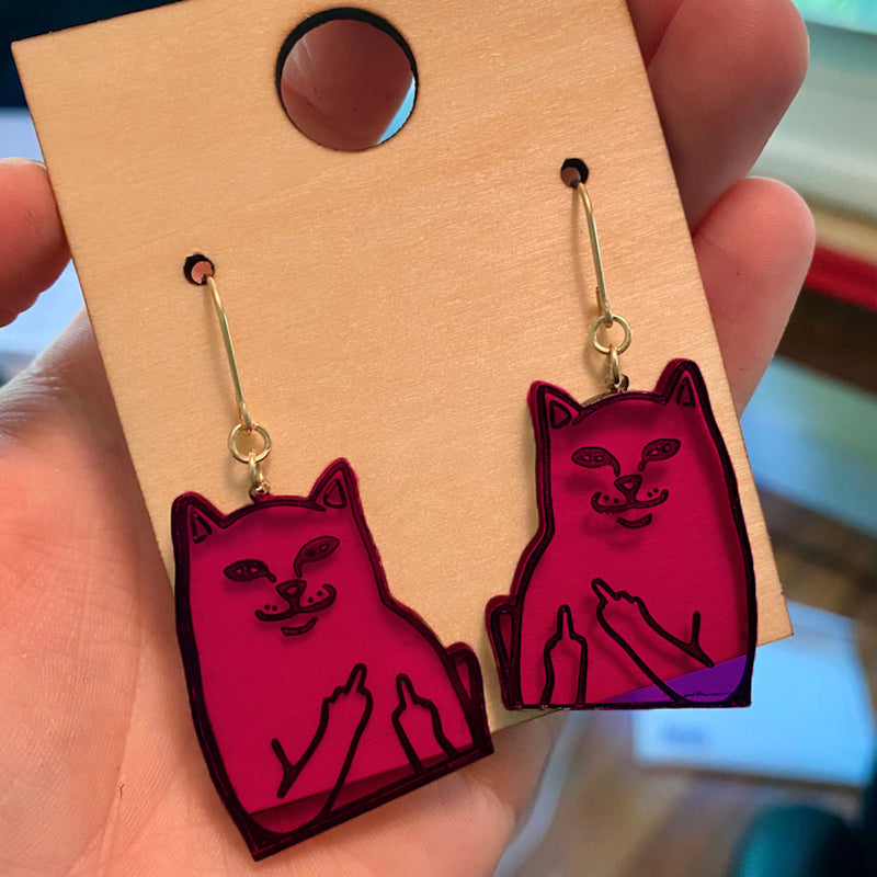 BowLift | Fun Cat Earrings with Middle Finger