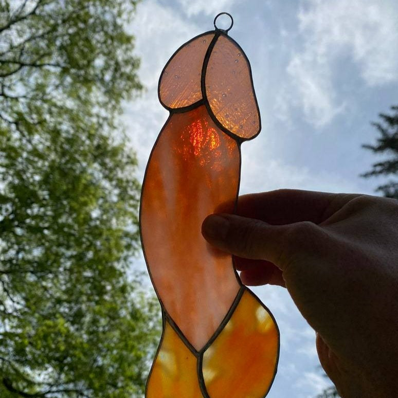 BowLift | Fun Suncatcher made of colorful glass Penis