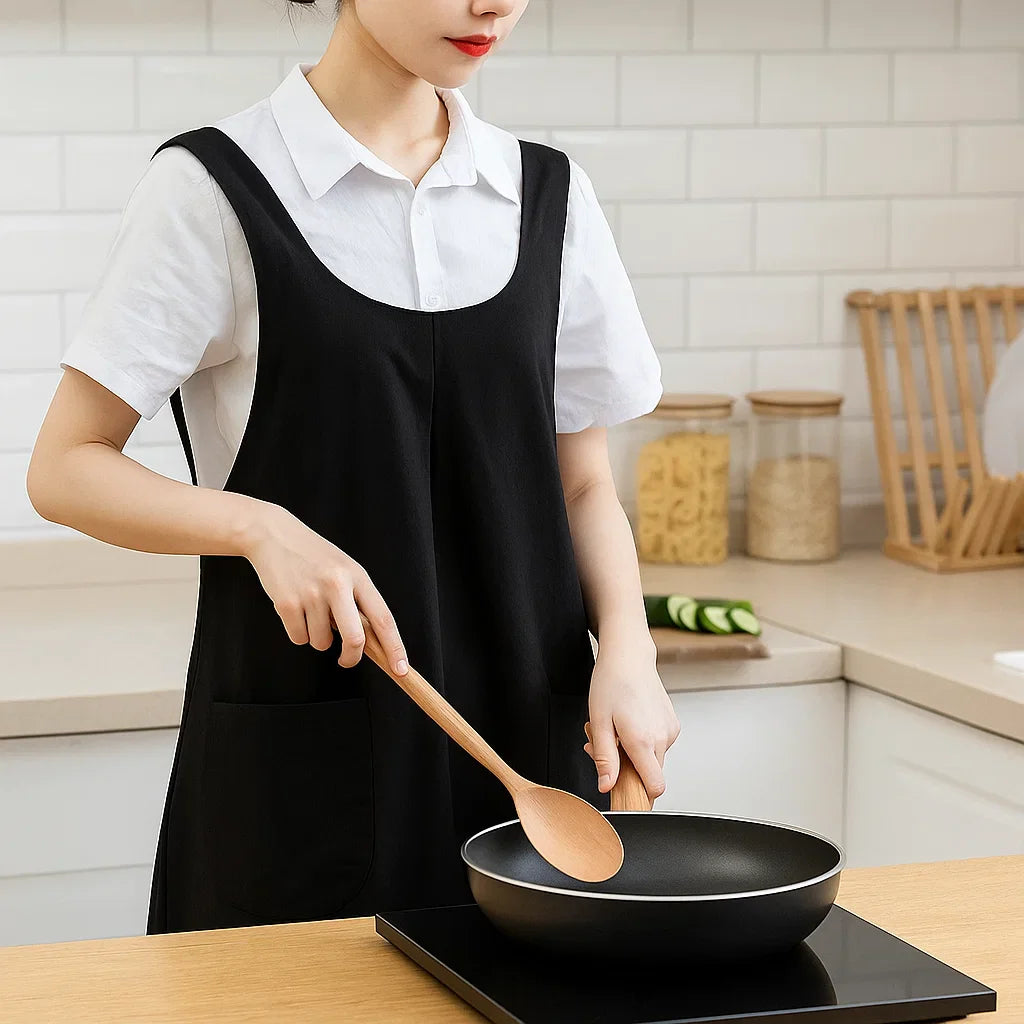 BowLift | Cotton Linen Cross Back Apron Pockets