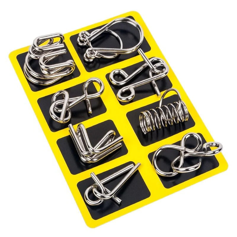 BowLift | 8 Piece Metal Puzzle Ring Set Brain Teaser Toys
