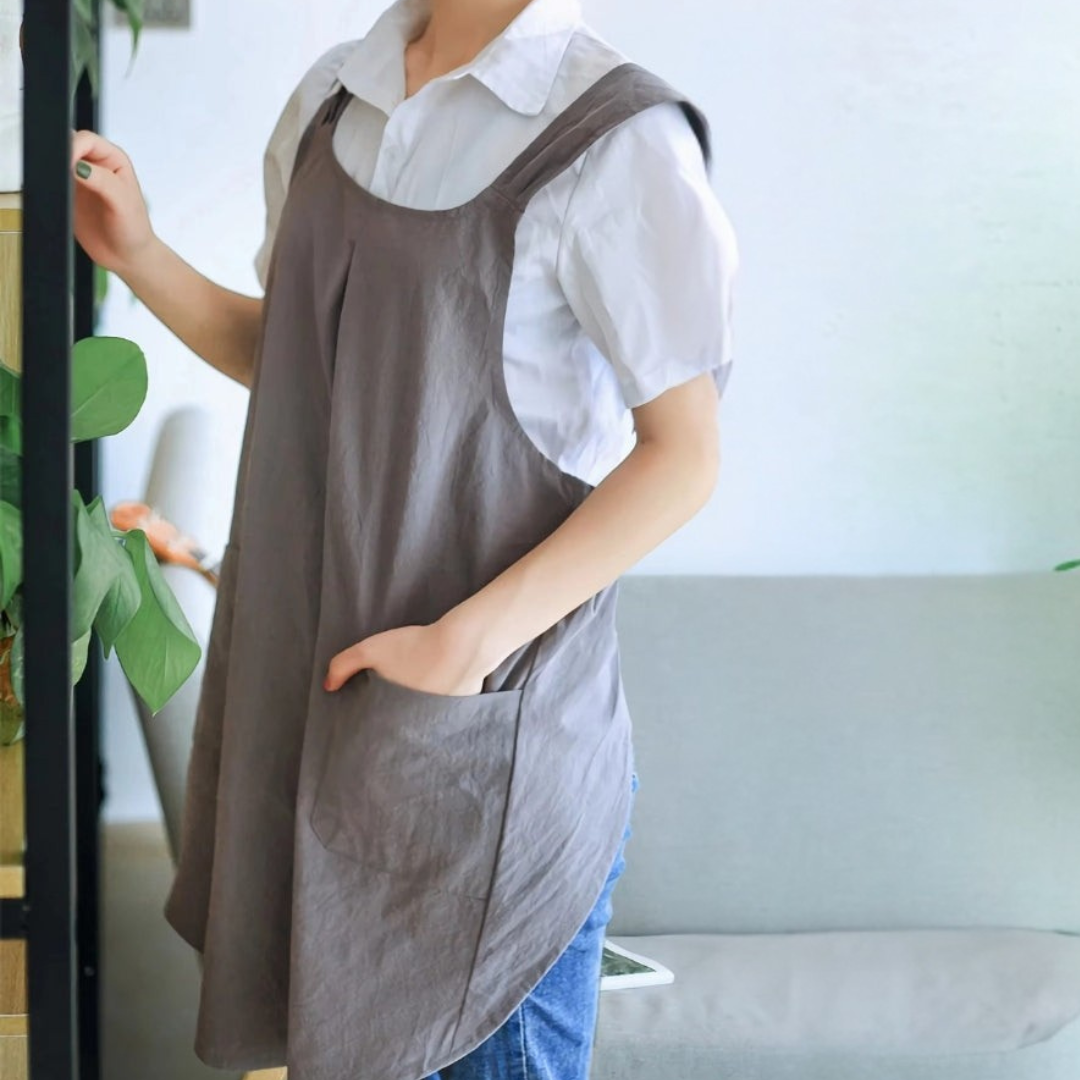 BowLift | Cotton Linen Cross Back Apron Pockets