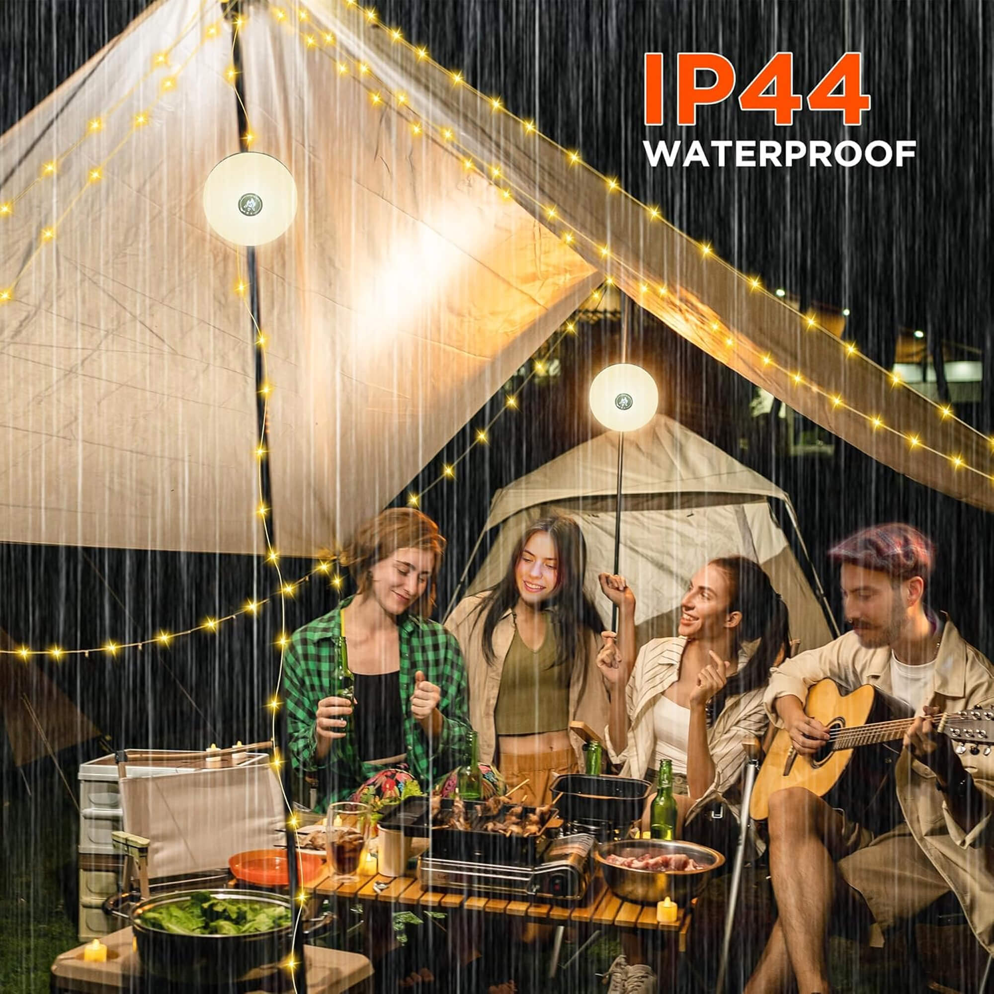 BowLift | 4 in 1 Camp Light – Portable Camping Lantern, String Lights with 8 Lighting Modes, Rechargeable Power Bank for Outdoor Adventures