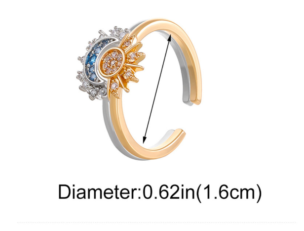 BowLift | Crystal Statement Ring with Sun and Moon Design