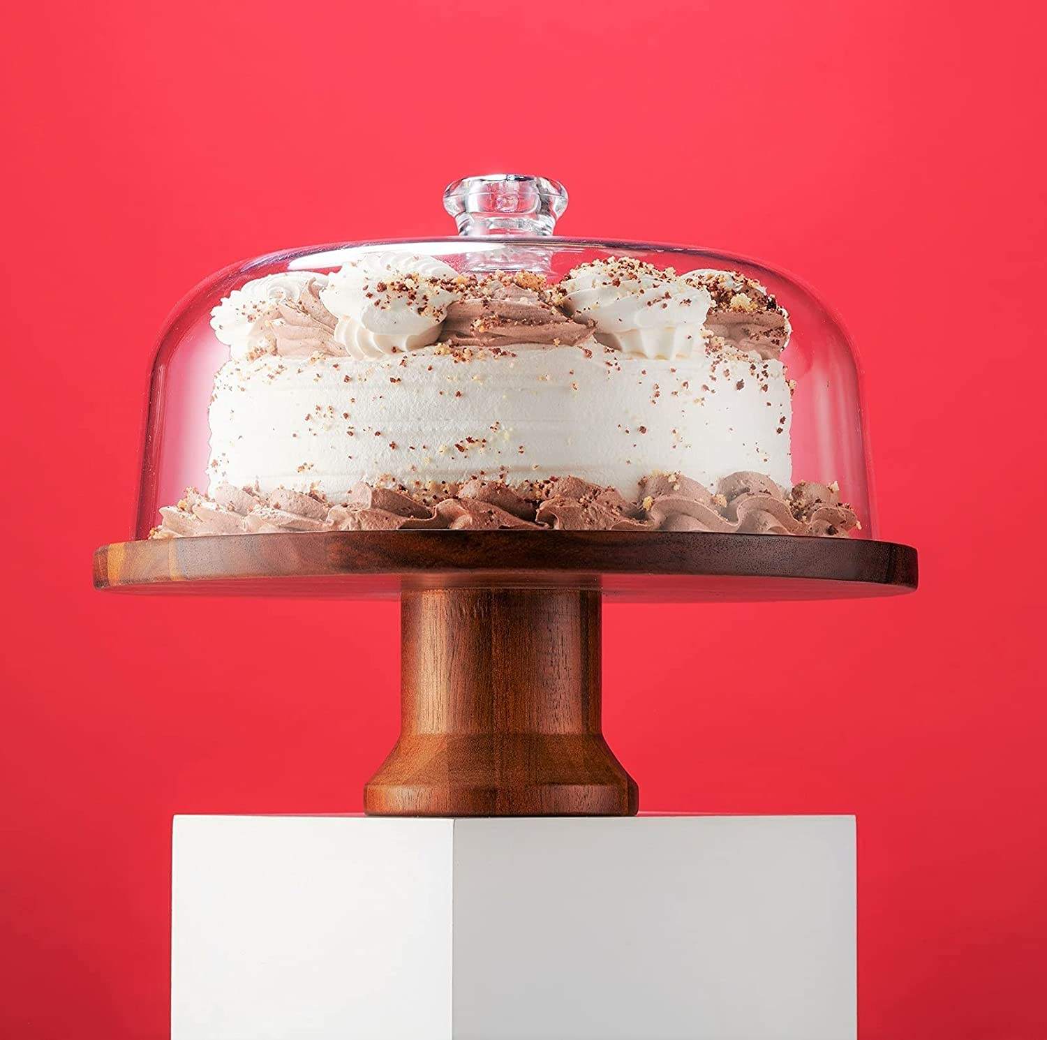 BowLift | Cake Stand Cake Plate Serving Platter, Acacia Wood