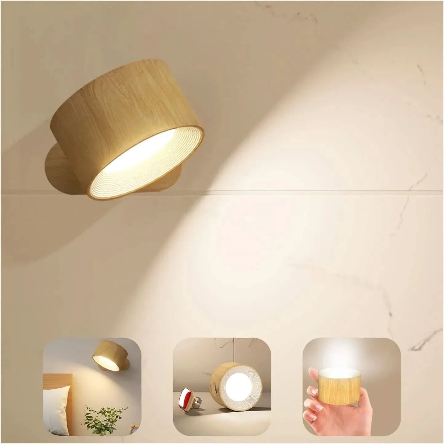 BowLift | 360° Wall Lamp – Wireless, USB rechargeable & 3 brightness levels for flexible lighting