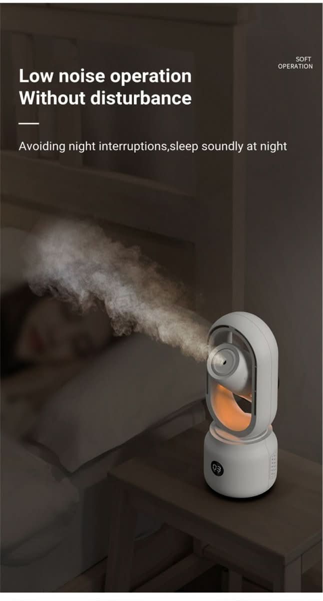 BowLift | Portable fan without blades with humidifier and night light for refreshing comfort
