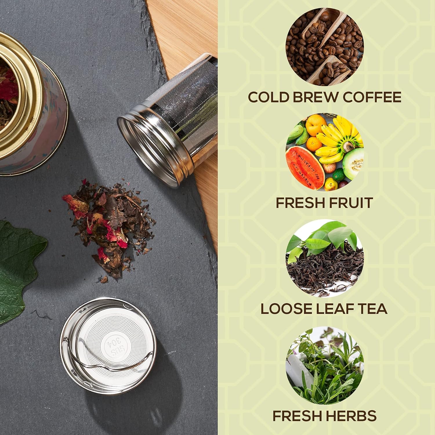 BowLift | Isolated Premium Bamboo Loose Leaf Tea Infuser Bottle - 500ml