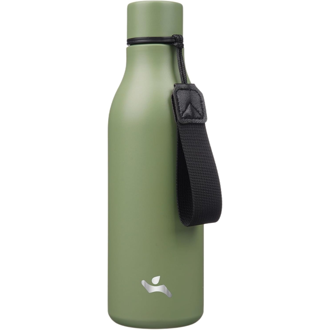 BowLift | Isolated stainless steel water bottle with strap