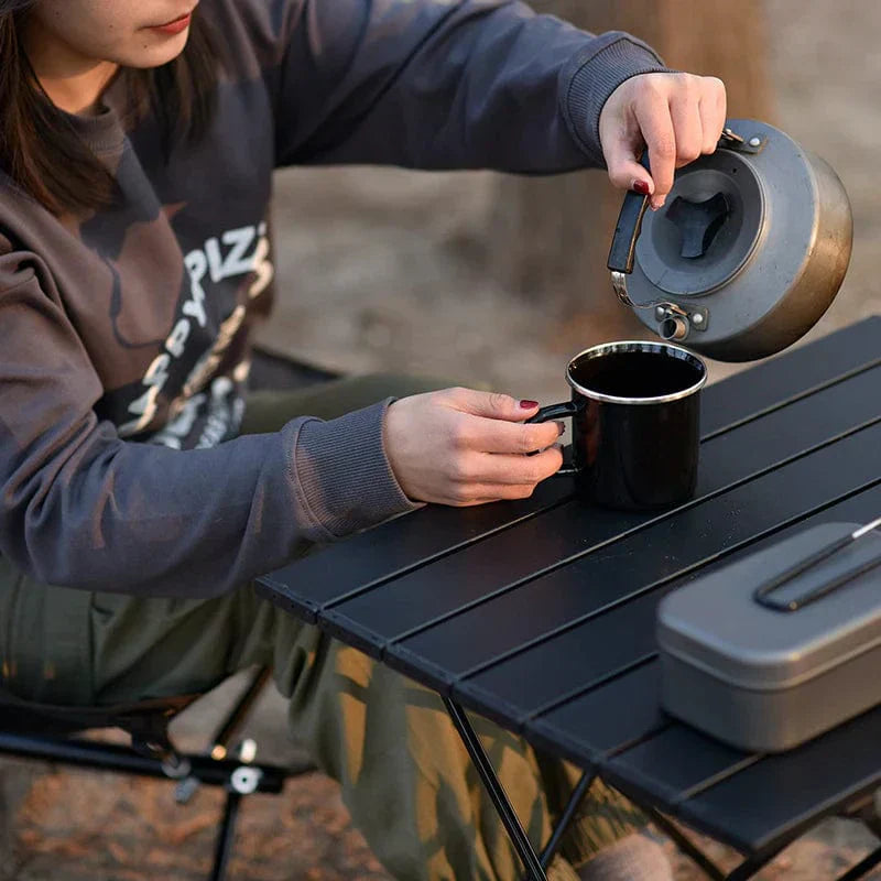 BowLift | Camping Folding Aluminum Outdoor Table Black
