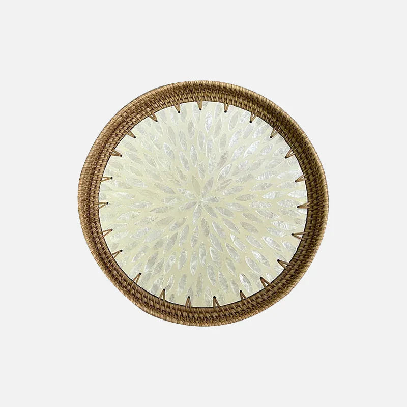 BowLift | Lotus Leaf Rattan & Shell Fruit Bowl Tray
