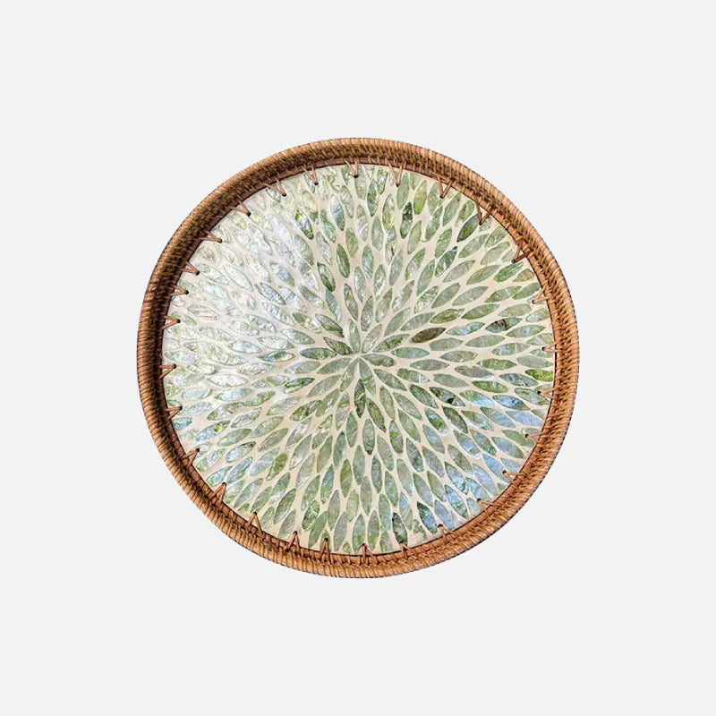 BowLift | Lotus Leaf Rattan & Shell Fruit Bowl Tray
