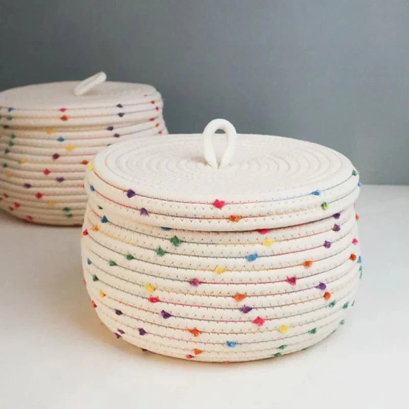 BowLift | Large storage basket made of cotton rope with lid
