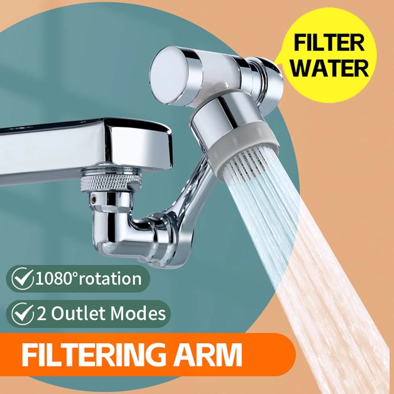 BowLift | Filtered Faucet Extender | 1080° Rotation, Dual Flow Modes & Built-In Filter for Cleaner Drinking Water