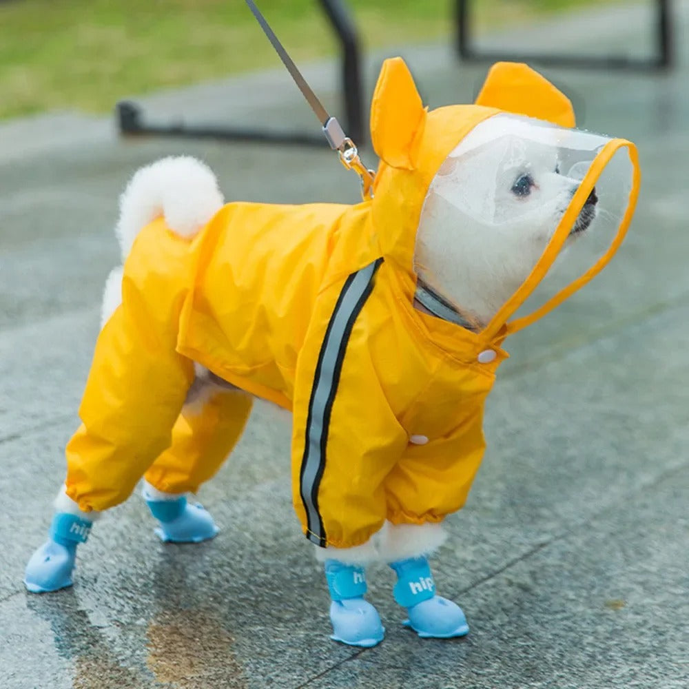BowLift | Adorable Bear-Themed Full Body Dog Raincoat with Reflective Safety Features