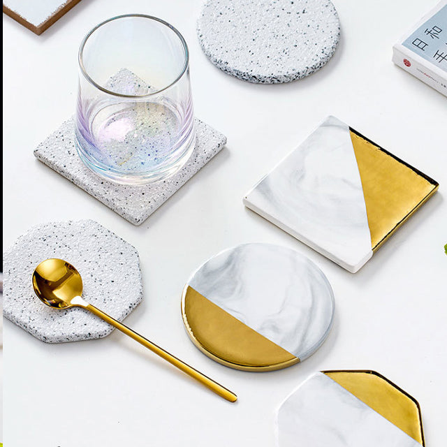 BowLift | Marbled Ceramic Coaster Set with Stand