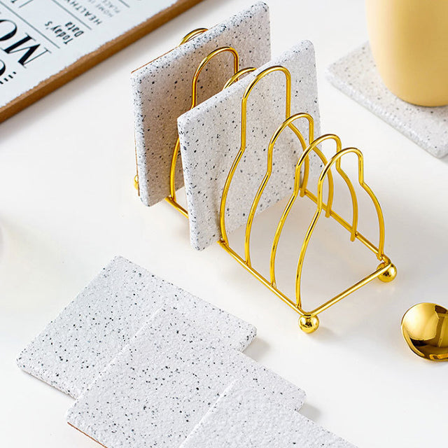 BowLift | Marbled Ceramic Coaster Set with Stand