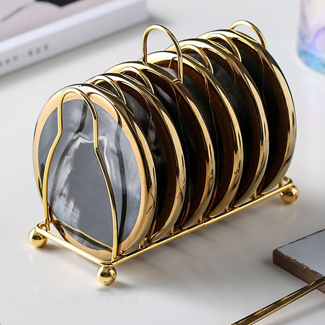 BowLift | Marbled Ceramic Coaster Set with Stand