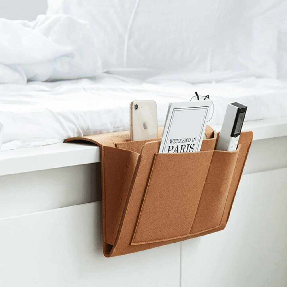 BowLift | Elegant Bedside Caddy – Durable Felt Nightstand Organiser | Stylish & Practical Storage Solution