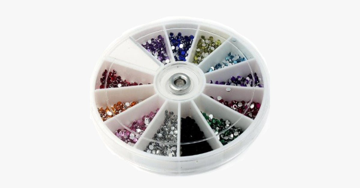 BowLift | 2400 pieces of rhinestones for nail art manicure in 12 color wheel