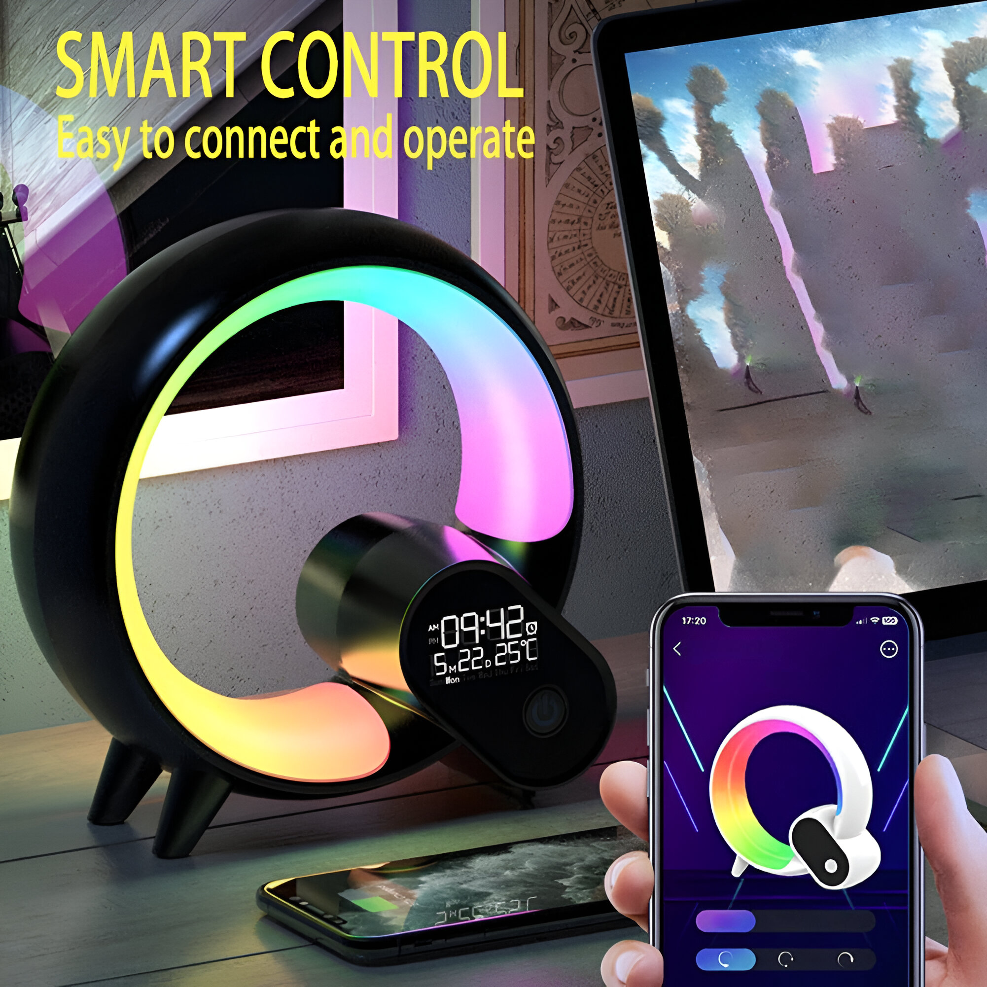 BowLift | 3-in-1 Bluetooth Speaker and Alarm Clock Lamp - Lit Lamp Good Gifts for New Home