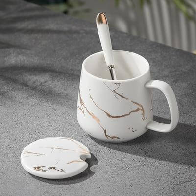 BowLift | Elegant Marble Ceramic Coffee Mug Gift Set