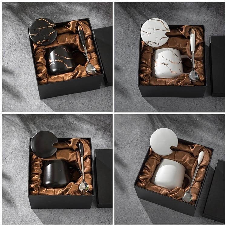 BowLift | Elegant Marble Ceramic Coffee Mug Gift Set