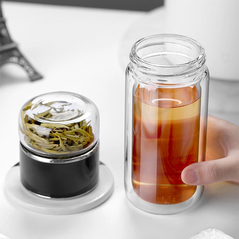 BowLift | 2in1 Large Double Glass Tea Infuser Bottle